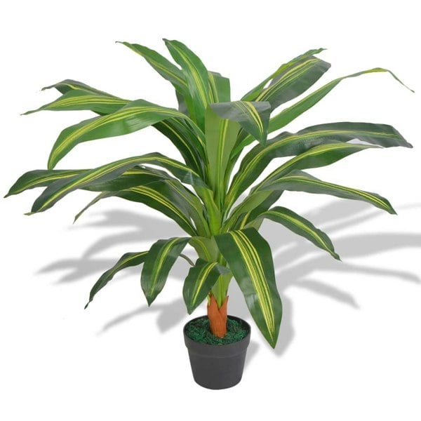 Berkfield Artificial Dracaena Plant with Pot 90 cm Green