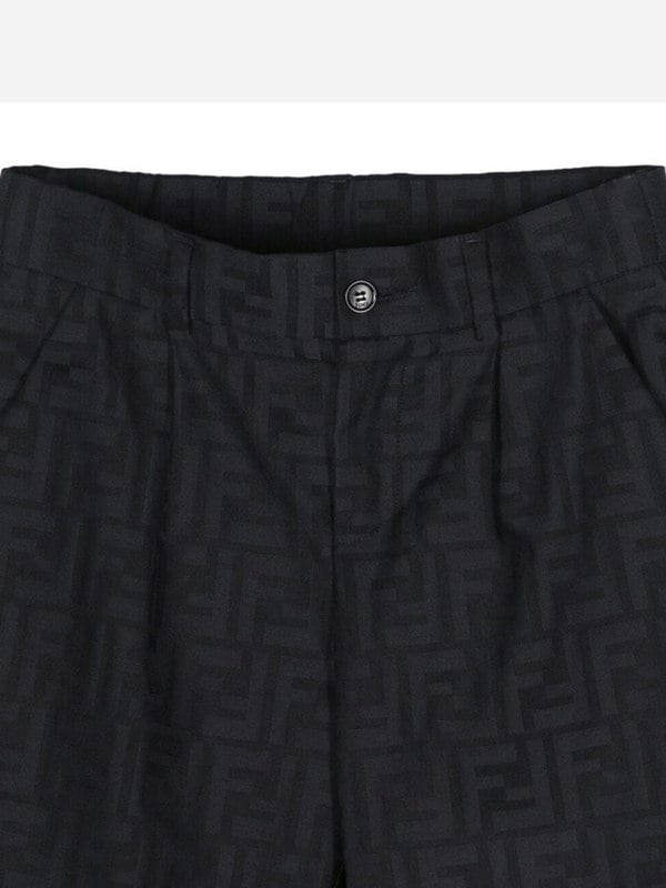 Fendi Kids Fendi Boys FF Jacquard Trousers in Navy