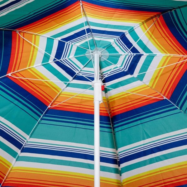 Samuel Alexander 1.7m Lightweight Portable Multicoloured Striped Garden Beach Parasol Umbrella