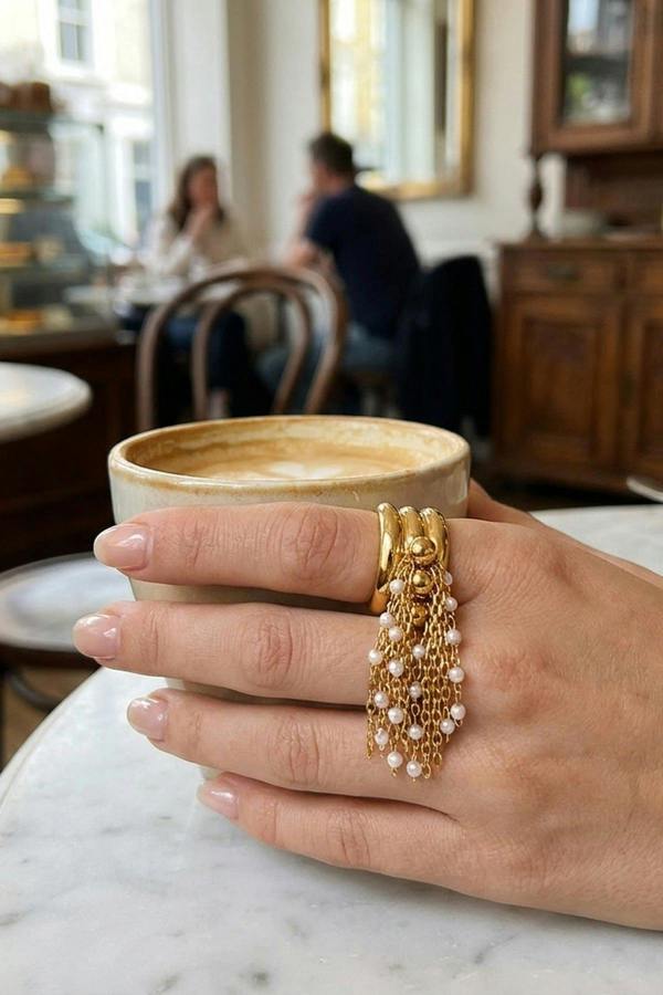 ARIIRA Jacinta Gold Tone Multi Band Ring