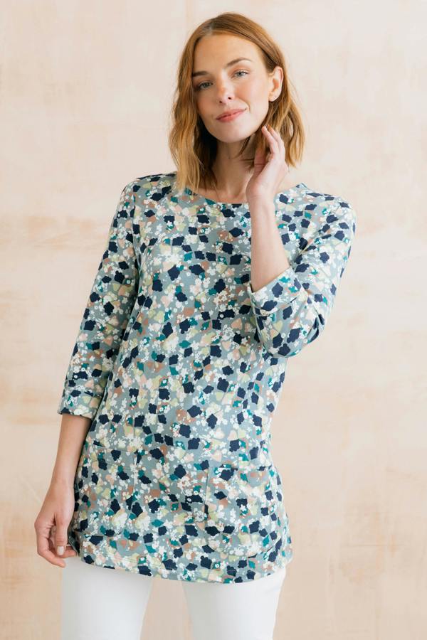 Lily & Me Coastal Jersey Print Tunic Ocean