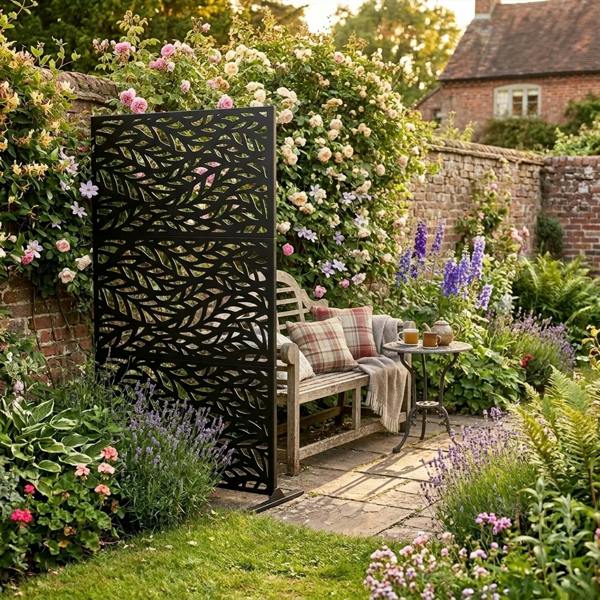 Nicoman Metal Indoor/Outdoor Privacy Screen 90cm x 180cm - Leaf