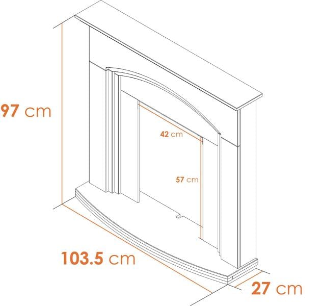 Adam Truro Fireplace in Cream, 41 Inch