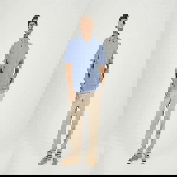 Brave Soul Blue Jacquard Trophy Neck Polo Shirt - Blue Image 3