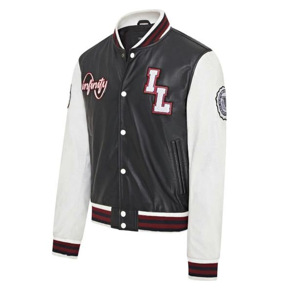 Infinity Leather Mens Baseball Leather Letterman Bomber Jacket - Ashwood