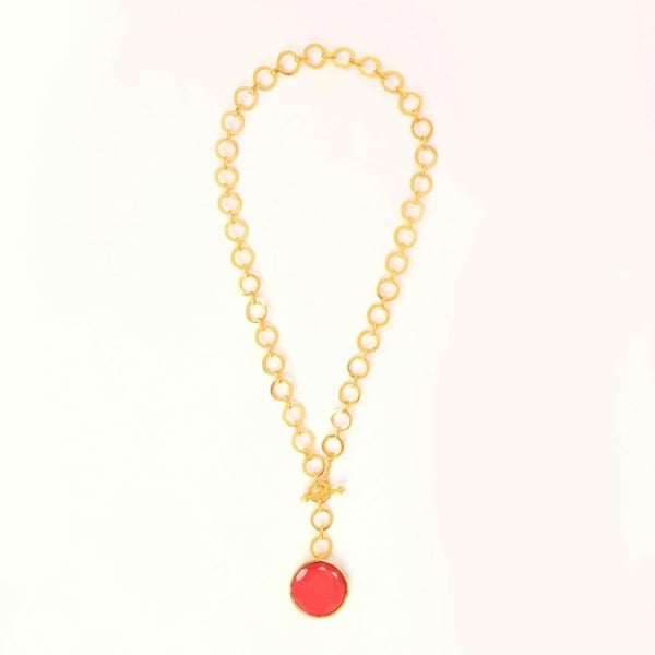 Lila Rasa Dazzling Ruby Red Crystal With Loop Chain & T Lock