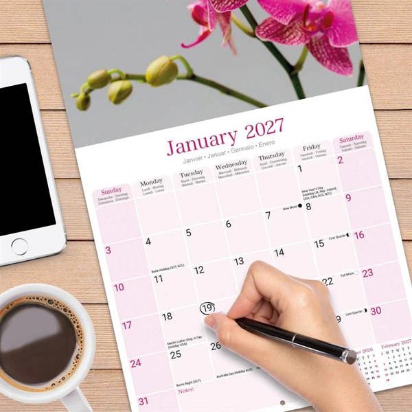 Orchids Calendar 2027, Wall Calendars, Month To View, Lifestyle, Gift