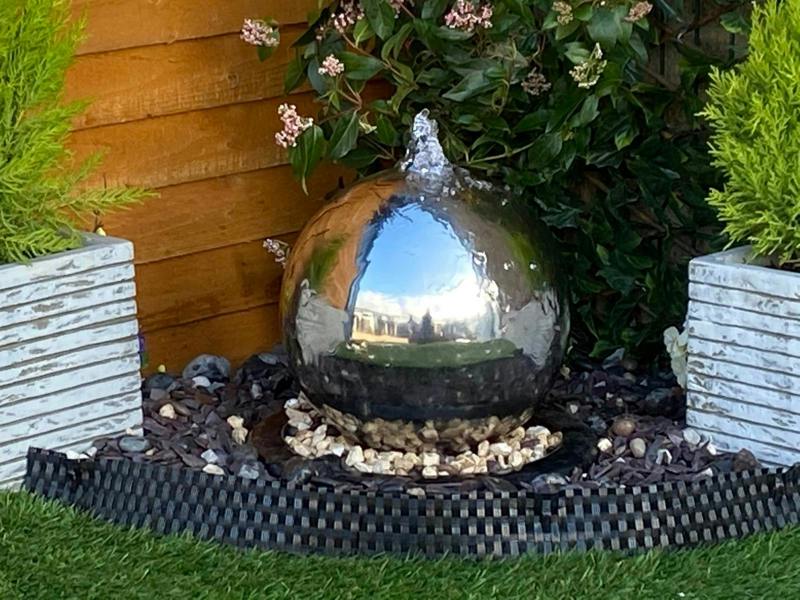 Tranquillity Water Features 30cm Stainless Steel Sphere Modern Metal Water Feature