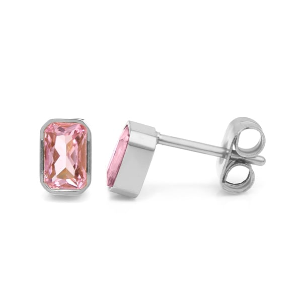 Say It With April Diamond Birthstone Earrings - Silver Plated