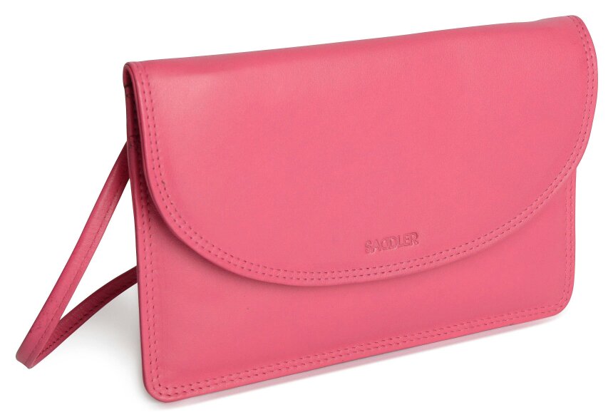 SADDLER ISABELLE Leather Slimline Crossbody Bag - Adjustable Strap, Multiple Pockets, Magnetic Closure - RFID Protected - Fuchsia