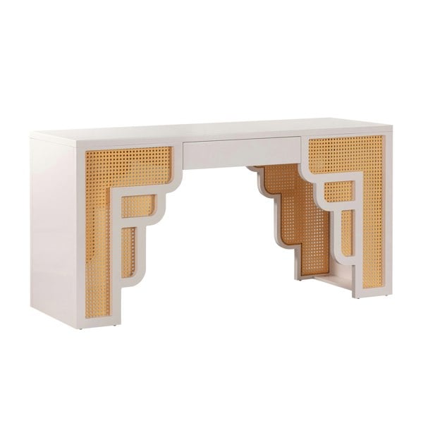 Furniture Edit Suzie Cream & Rattan Executive Desk