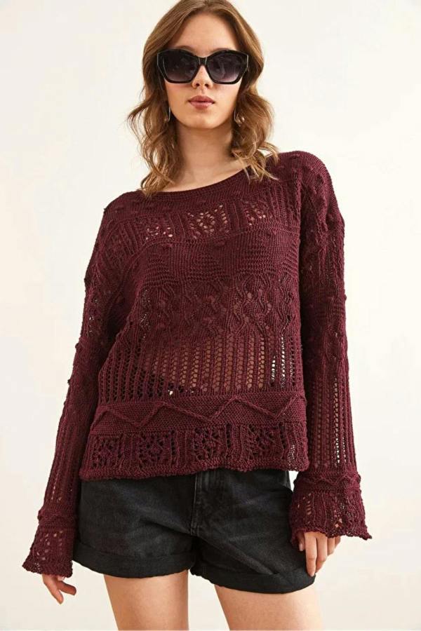Hoxton Gal Mini Pom-Pom Openwork Cotton Knit Blouse
