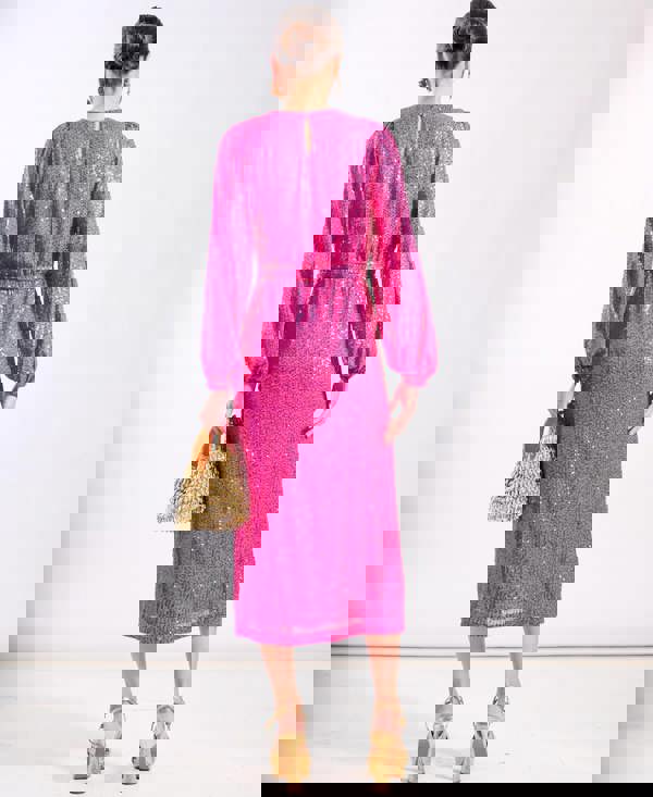 Pink Sequin Midi Dress