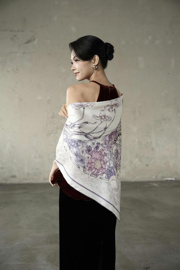 Lilac & Violet Leopard Twill Silk Scarf – Printed Mulberry Silk, Gift for Her