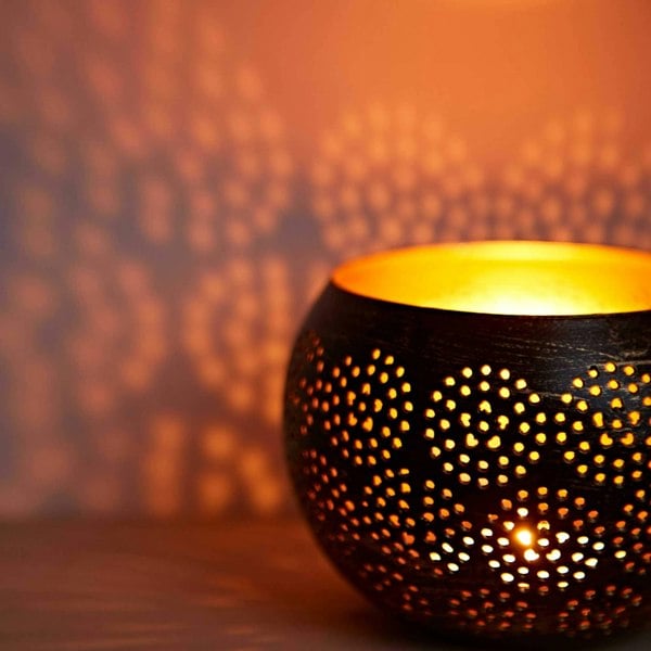 Paper High Black and Gold Metal Tea Light Holder