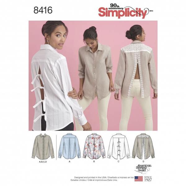 Simplicity Sewing Pattern 8416, Shirts, Tops for Women, H5 (6-8-10-12-14) - Intermediate