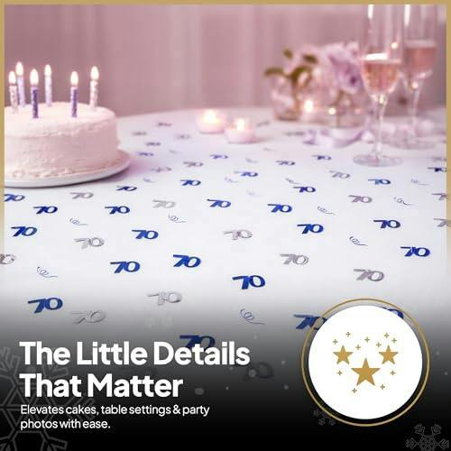 70th Birthday Blue & Silver Metallic Confetti Pack, Foil Table Decoration for Parties and Celebrations image 5