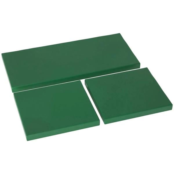 Green outdoor seat cushion pads, set of 3 rectangular cushions