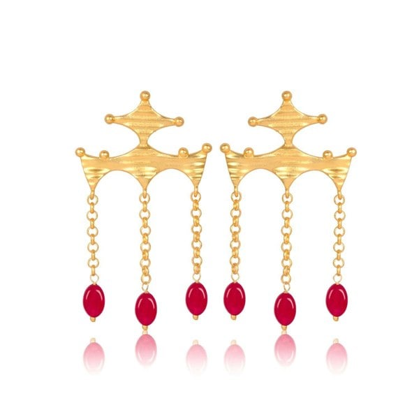 Lila Rasa Ruby Bead Drop Earrings