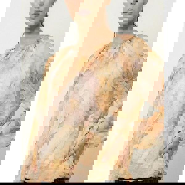 Blue Vanilla Floral Print Mesh Blouse