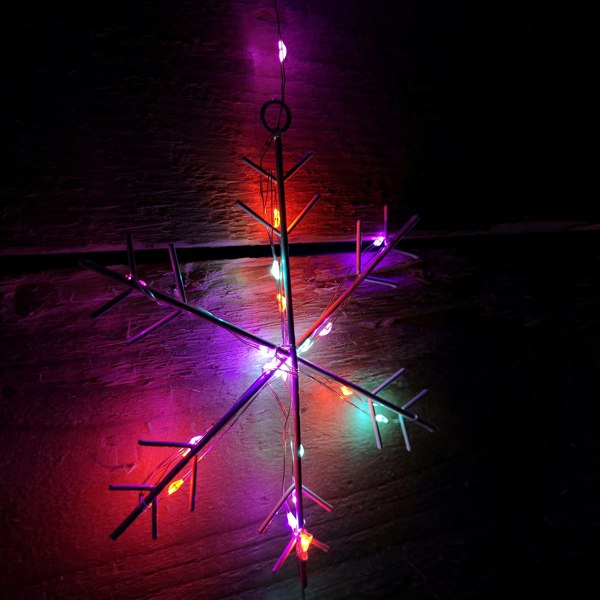 Samuel Alexander 390 LED 1.3m x 1.2m Christmas Snowflake Curtain Lights in Static Rainbow & Twinkling Orange