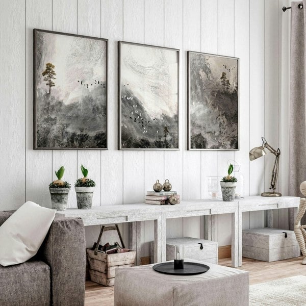 Living room art wall | set of 3 Landscape art prints