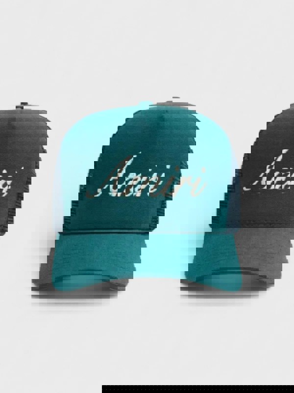 Amiri Script Trucker Hat Teal Green - Supplied FashionAmiri