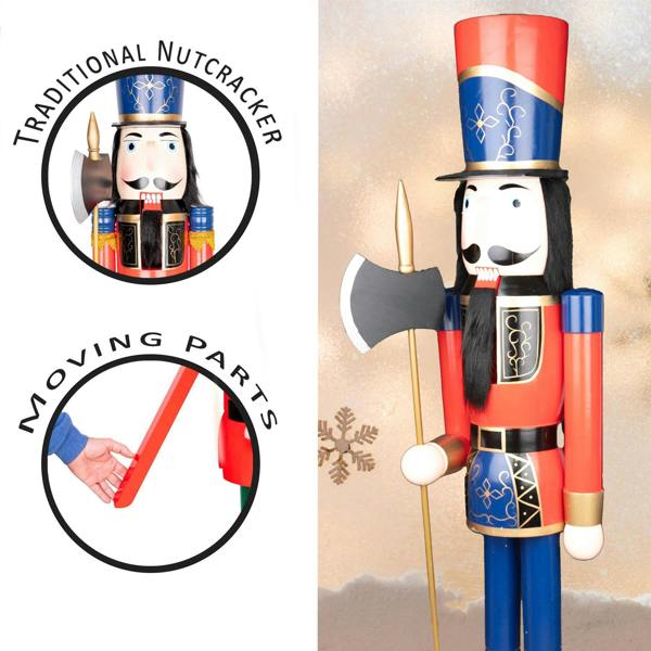 150cm Wooden Christmas Nutcracker Soldier Standing Ornament for Indoor Festive Display image 2