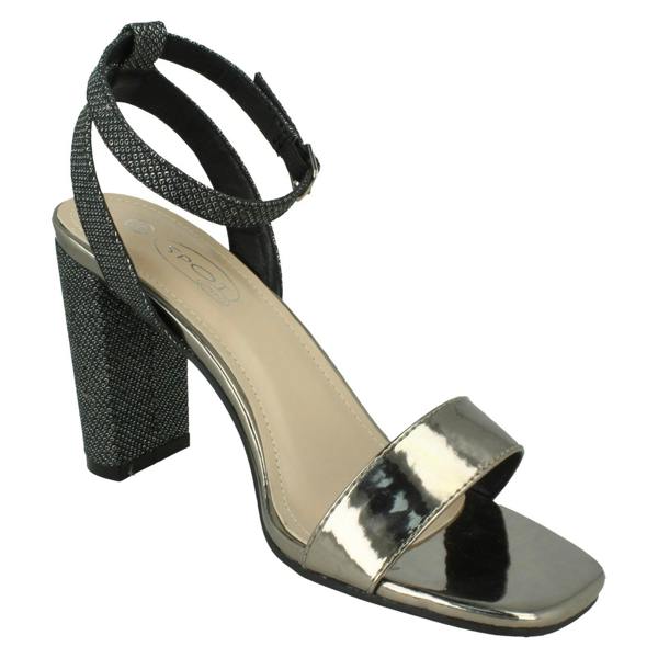Spot On Ladies Spot On High Heel Sandal with Buckle Ankle Strap F12044