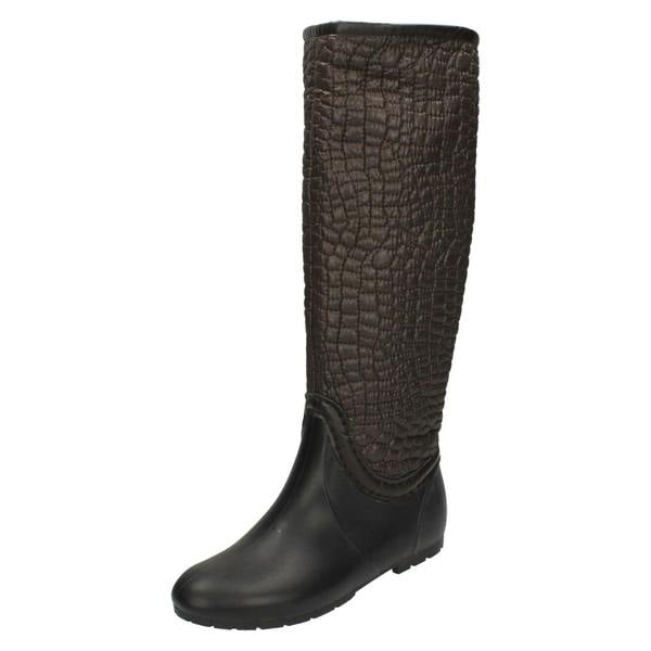 Spot On Ladies Spot On Crocodile Style Wellington Boots