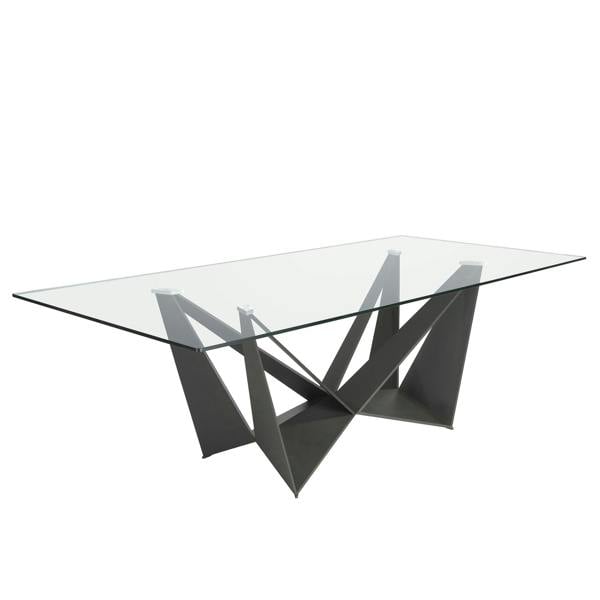 Angel Cerdá Rectangular tempered glass and black steel dining table 1128