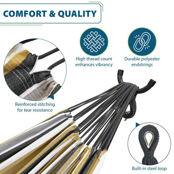 Vivere Double Cotton Hammock with Stand (280cm) - Desert Moon