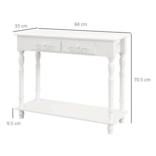 Bobobiy Console Table Modern Sofa Side Desk with Storage Shelves Drawers for Living Room Entryway Bedroom White