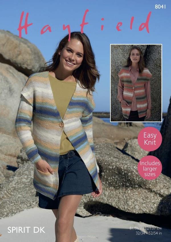 Hayfield Spirit DK Knitting Pattern 8041, Waistcoats, Jackets for Women, 32 - 54 Inches - Easy