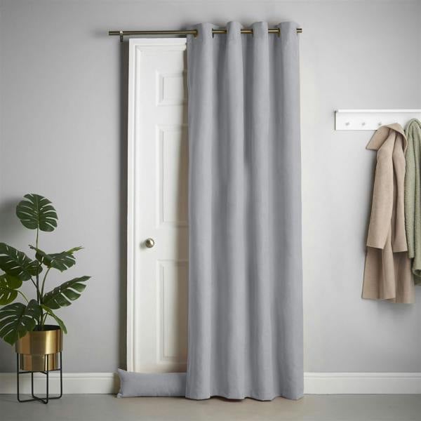 Luxury Living Velvet Chenille Thermal Fleece Lined Single Eyelet Door Curtain