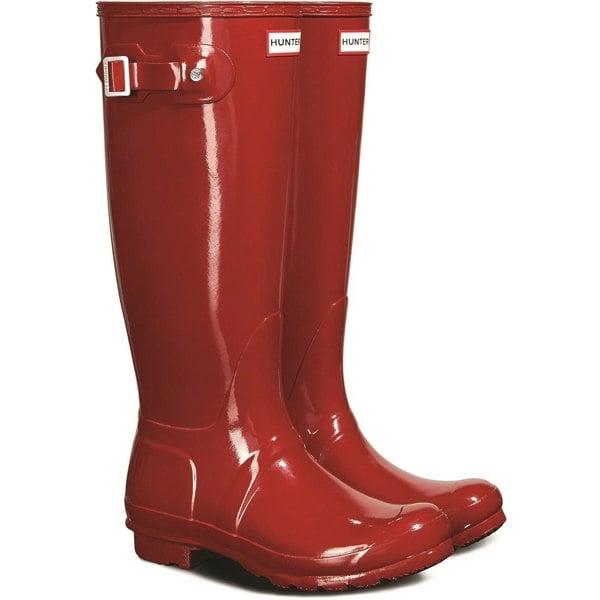 Hunter Original Tall Gloss Wellington Boots Womens - Military Red