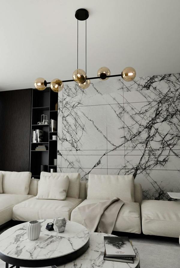 Emibig ROSSI Pendant lamp  6 x E14 Black with Amber Shade