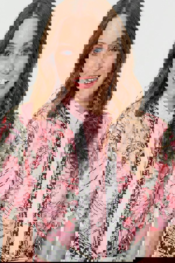 Pink | Border Print Tie Waist Short Dress
