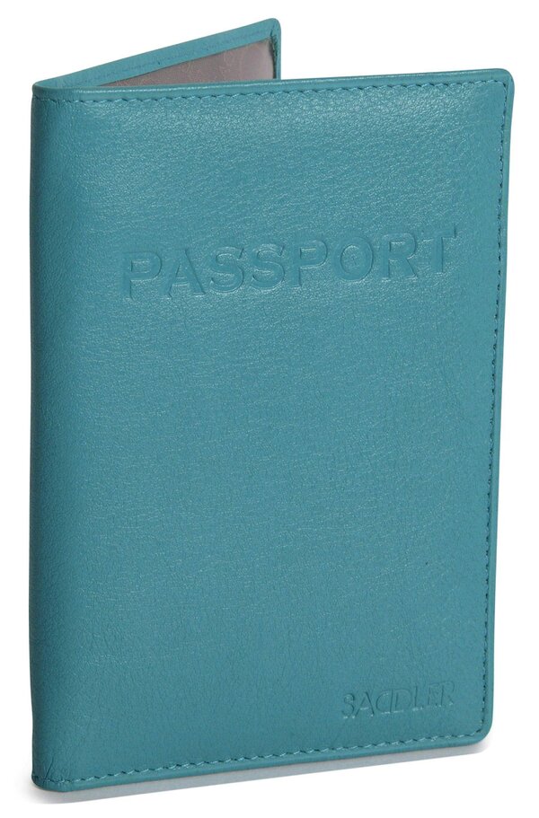SADDLER HARPER Leather Passport Holder - RFID Protected, Slots for Cards and Boarding Pass - Teal