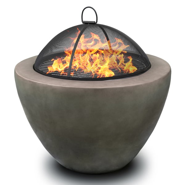 Homeology DIABLO Dark Grey Contemporary Garden and Patio Heater Fire Pit Brazier and Barbecue - Fully Assembled