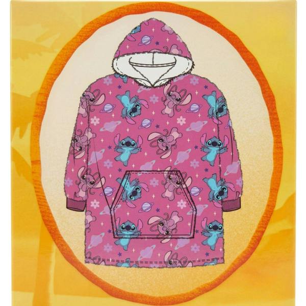 Tex-ass Girls Disney Stitch & Angel Hooded Blanket Pink One Size