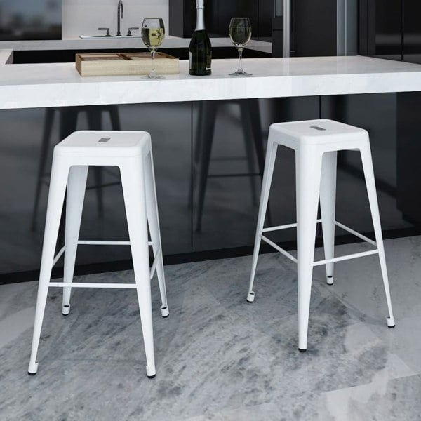 Berkfield Bar Stools 2 pcs White Steel