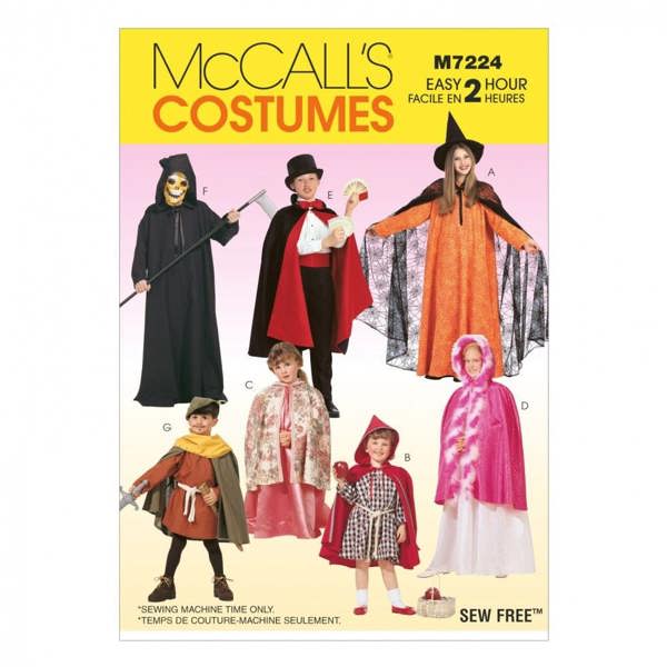 McCalls 7224 Paper Sewing Pattern – Kids' Costume, Size All Sizes, Intermediate