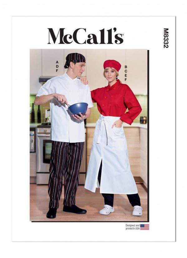 McCalls 8332 Paper Sewing Pattern – Men's & Women's Jacket, Trousers, Apron & Hat, Size S-XXL, Intermediate