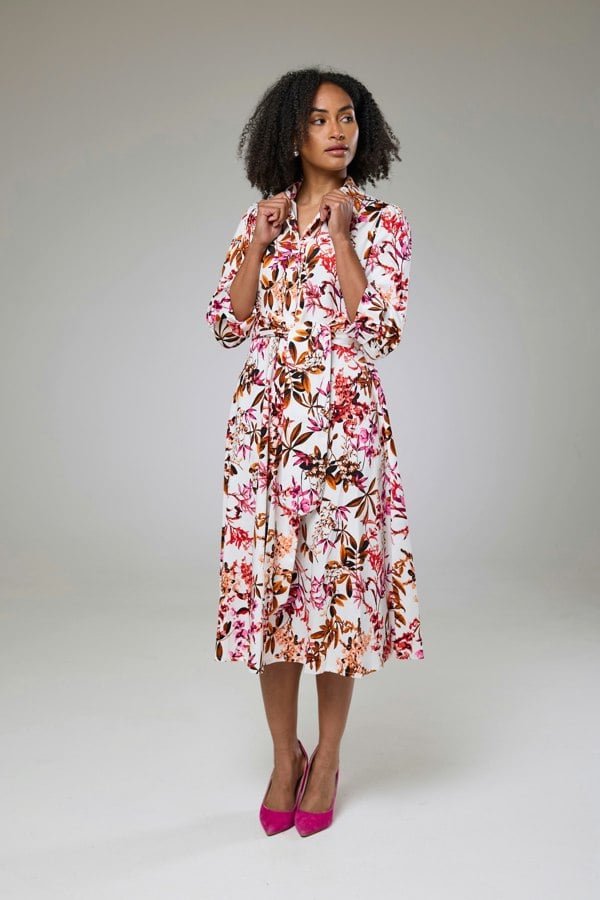 Isha's Timeless collection Blooming Pink Flora Sleeved Dress