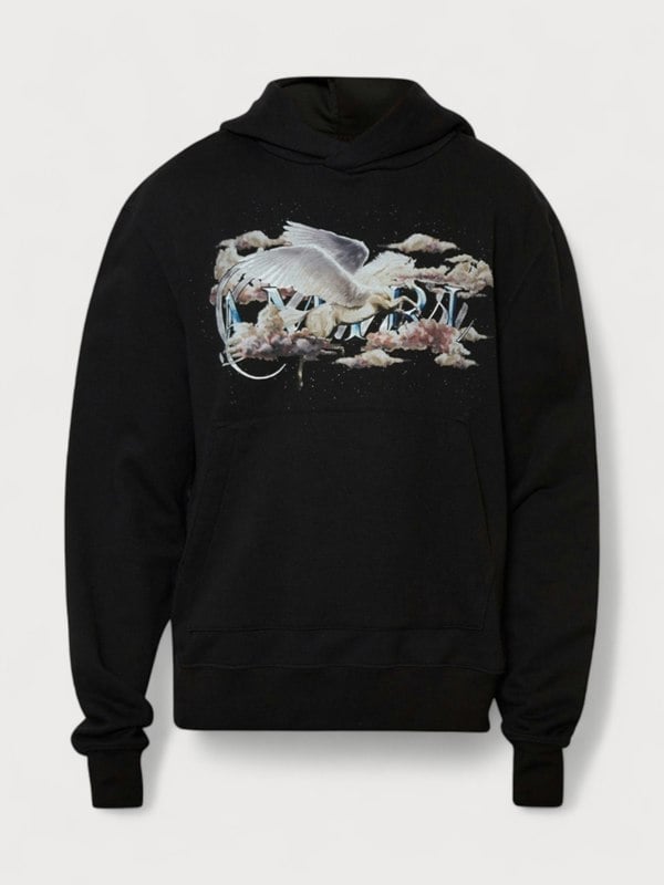 Amiri Pegasus Script Hoodie Black - Mens