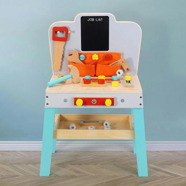 Dyzi My First Wooden Workbench Kids Pretend Play Tool Set