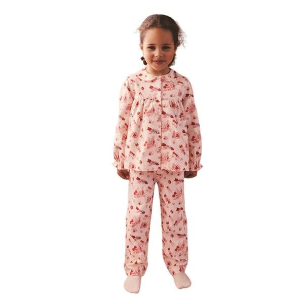 Cath Kidston Girls Heart Woven Button Through Pyjama Set - White - 