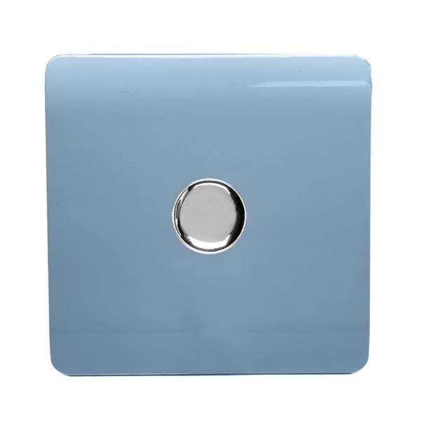 Trendi 1 Gang 2 Way 150w LED Dimmer Screwless 10 Amp Wall Light Switch in Sky Blue - ART-LDM150WSK