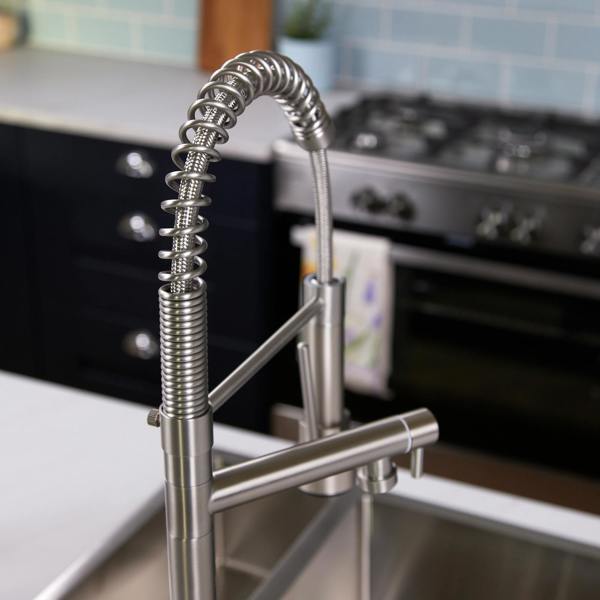 Flode Alta | Single Lever Kitchen Sink Mixer Tap with Swivel Spout | Brushed Steel Finish
